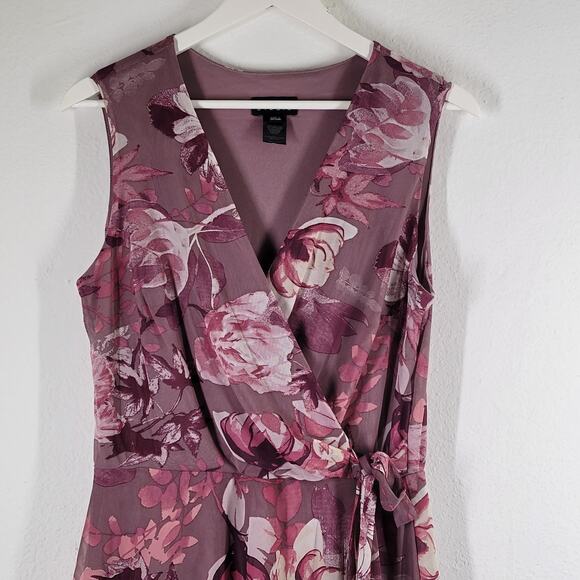 Enfocus Studio Floral Midi Dress Womens 12 Pink Floral Chiffon Romantic Ballet - Picture 2 of 12